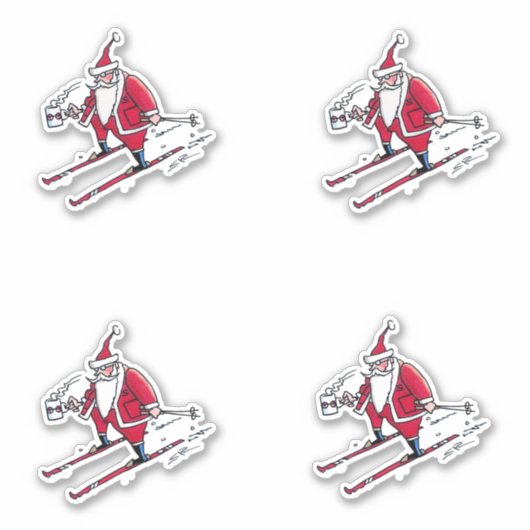 Santa Skiing-contourstickers 4 Sticker (Voorkant)