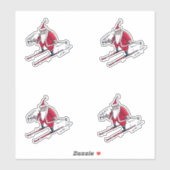 Santa Skiing-contourstickers 4 Sticker (Vel)