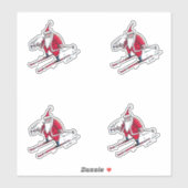 Santa Skiing-contourstickers 4 Sticker (Vel)