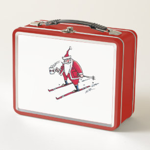 Santa Skiing Red lunchbox