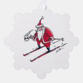 Santa Skiing snowflake paper ornament (Voorkant)