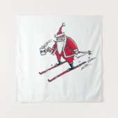 Santa Skiing tapestry Wandkleed (Voorkant)