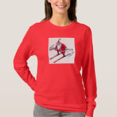 Santa Skiing women red long sleeve shirt (Voorkant)