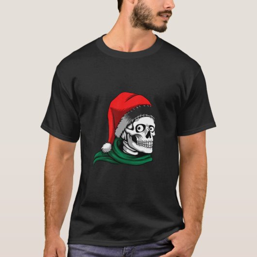 Santa Skull Christmas Graphic T-shirt (Voorkant)