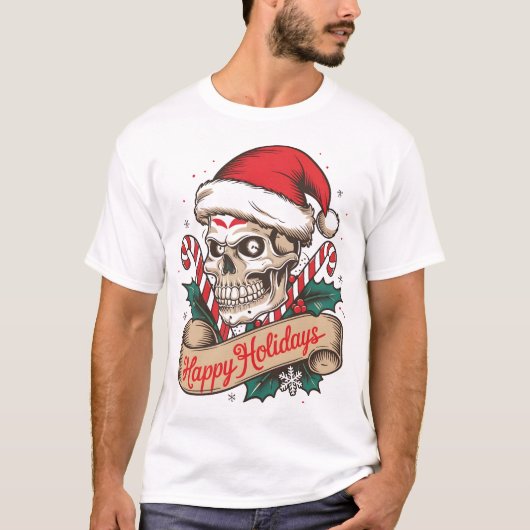 💀🎅 Santa Skull Holiday T-shirt 🎄❄️ (Voorkant)