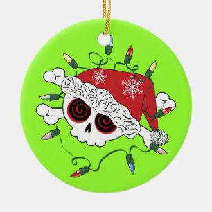 Santa Skull Keramisch Ornament