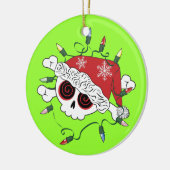 Santa Skull Keramisch Ornament (Links)