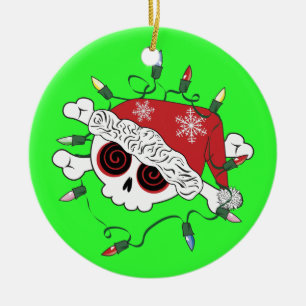 Santa Skull Keramisch Ornament