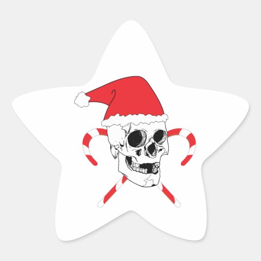 Santa Skull met Kerst Pet Ster Sticker (Voorkant)