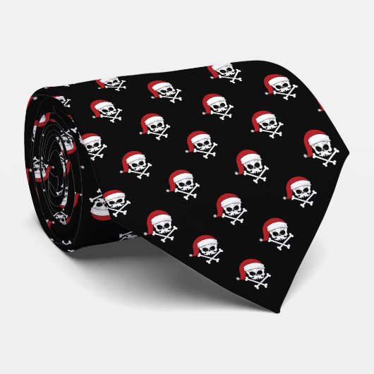 Santa Skulls Kerstmis Black Stropdas (Opgerold)