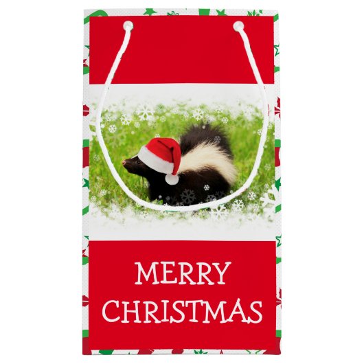 Santa Skunk met kerstpatroon Klein Cadeauzakje (Achterkant)