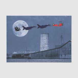 Santa, Slape, F-16 Jets en Red Biplane Kerstmis Tissuepapier