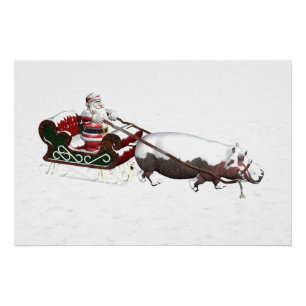 Santa Sled, geplukt door Hippopotamus Perfect Poster