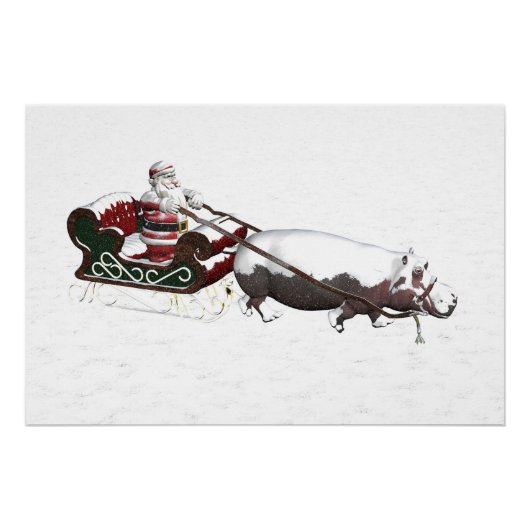 Santa Sled, geplukt door Hippopotamus Perfect Poster (Voorkant)