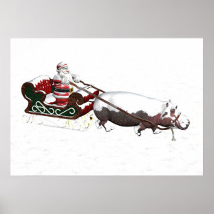 Santa Sled, geplukt door Hippopotamus Poster