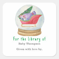 Santa slee - baby shower boekenplaat