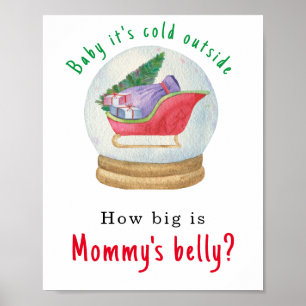 Santa slee - Hoe groot is mama's buik Poster