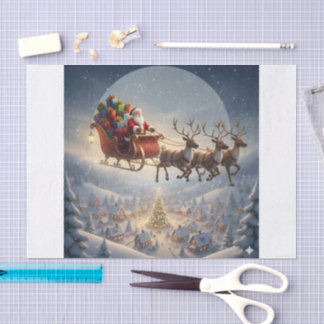 Santa Sleigh, 3D Christmas, Winter Village, Kids Tissuepapier