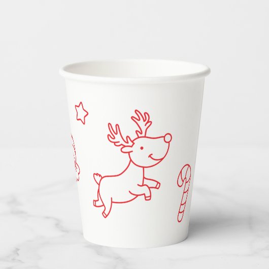 santa sleigh and reindeer papieren bekers (Achterkant)