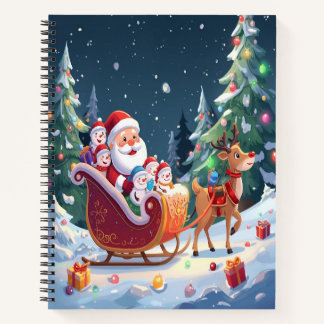 Santa Sleigh Christmas Winter Notebook Notitieboek