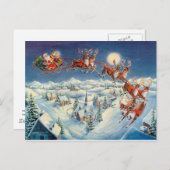 SANTA, SLEIGH EN REINDEER, VAN SHARON SHARPE FEESTDAGENKAART (Voorkant / Achterkant)