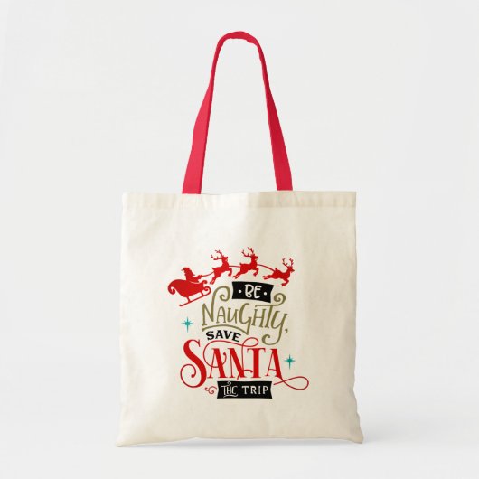 Santa sleigh en rendieren grappige kerst tote bag (Voorkant)