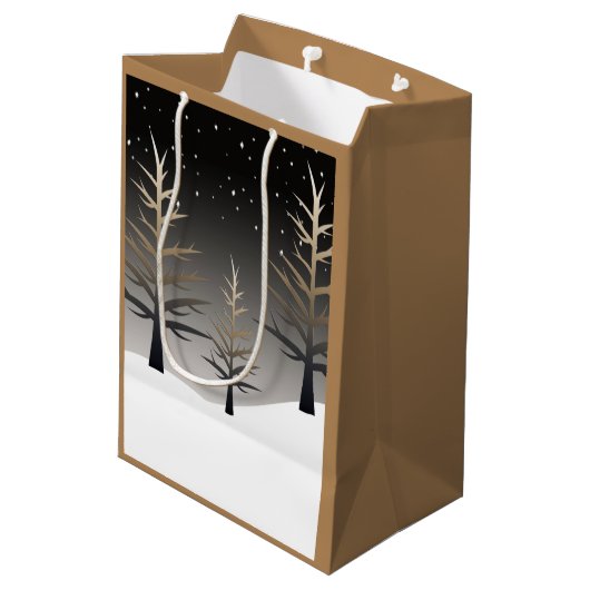 Santa Sleigh en Tree Silhouette op maat Medium Cadeauzakje (Achterkant Gekanteld)