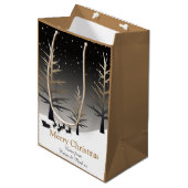 Santa Sleigh en Tree Silhouette op maat Medium Cadeauzakje (Voorkant Gekanteld)