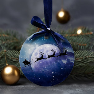 Santa Sleigh Fantasy Galaxy Kerstnacht Sky Keramisch Ornament