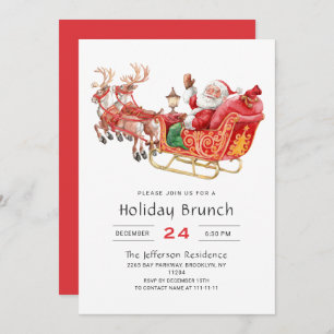 Santa Sleigh Holiday Brunch Kerstfeest Kaart