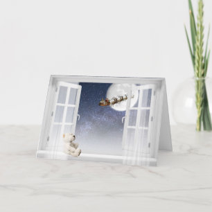 Santa Sleigh in open raam Kaart