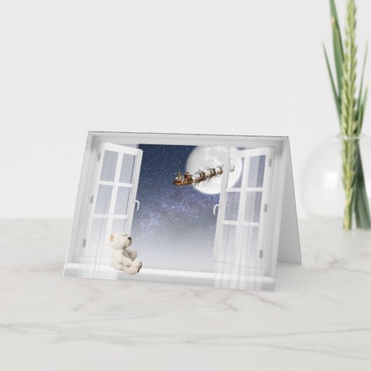 Santa Sleigh in open raam Kaart (Voorkant)