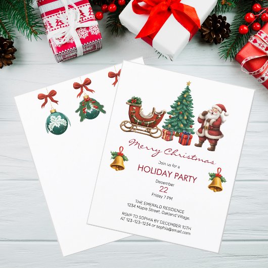 Santa sleigh & Kerst Party Invitation