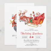 Santa Sleigh Kerstfeestdag Luncheon Kaart (Voorkant / Achterkant)