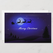 Santa Sleigh Moon Merry Kerstmis Briefpapier (Voorkant / Achterkant)