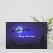 Santa Sleigh Moon Merry Kerstmis Briefpapier (Staand voorkant)