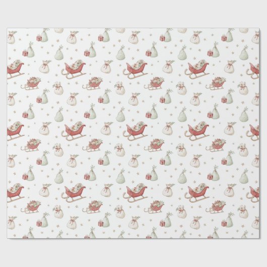 Santa Sleigh Pattern Cadeaupapier (Vlak)
