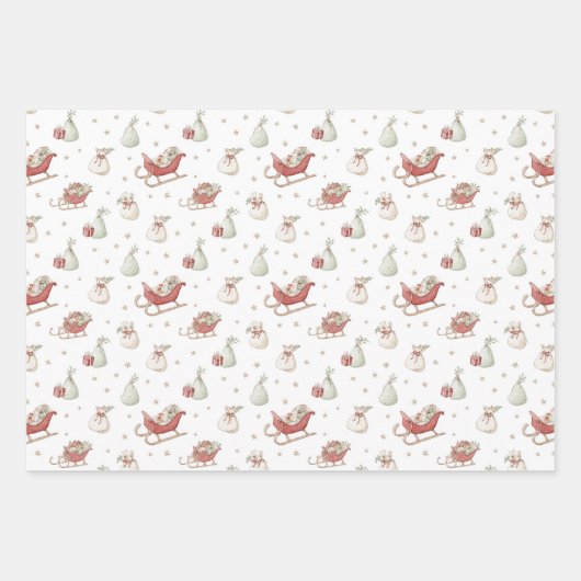 Santa Sleigh Pattern Inpakpapier Vel (Voorkant 2)