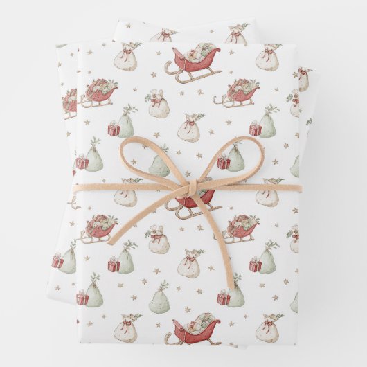 Santa Sleigh Pattern Inpakpapier Vel (In situ)