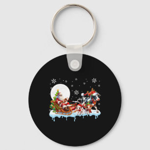 Santa Sleigh Reindeer Group Schattigee Koeien Boer Sleutelhanger