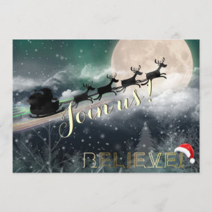 Santa Sleigh Reindeer Kerstfeest Uitnodiging