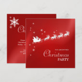 Santa Sleigh Reindeer Kerstfeest uitnodiging (Voorkant / Achterkant)