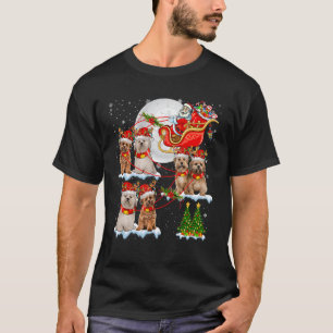 Santa Sleigh Reindeer Lhasa Apso Dogs Xmas Tree of T-shirt