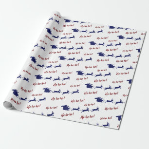 Santa Sleigh Reinders en Ho Ho Wit Naadloos Cadeaupapier