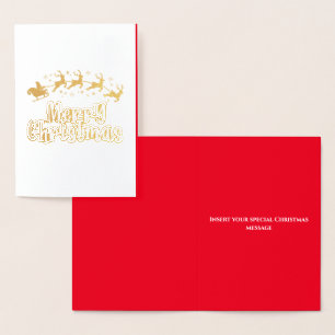 Santa sleigh renders vrolijk kerst DIY bericht Folie Kaarten