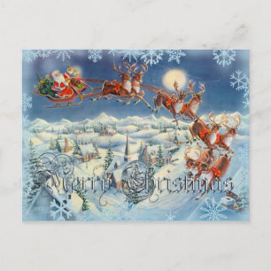 SANTA, SLEIGH, RENDIER & TEKST van SHARON SHARPE Feestdagenkaart