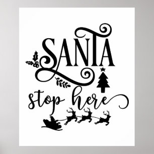 Santa Sleigh Rendier Typografie Kerstmis Poster