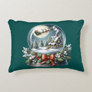 Santa Sleigh Ride in Snow Wereldbol Wonderland Accent Kussen