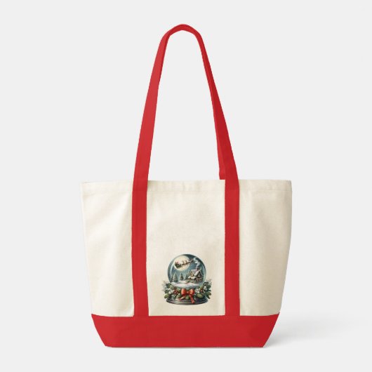 Santa Sleigh Ride in Snow Wereldbol Wonderland Tote Bag (Achterkant)