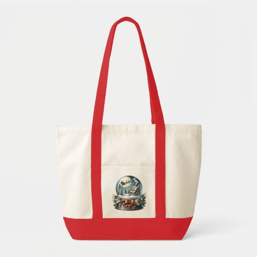 Santa Sleigh Ride in Snow Wereldbol Wonderland Tote Bag (Voorkant)